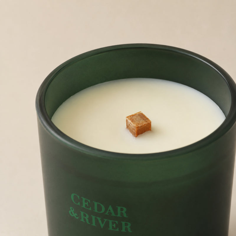 Close-up of the wooden wick